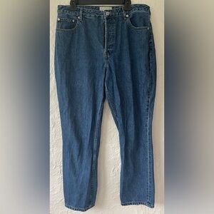 EVERLANE The Curry 90’s cheeky straight jeans, button fly, dark wash, cotton; 33